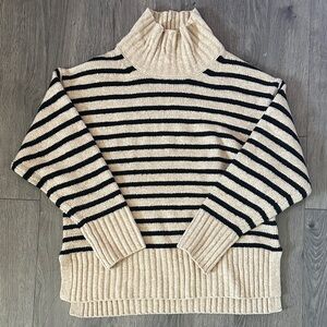 a new day Black and Cream Striped Turtleneck Sweater